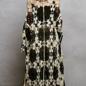 Pol Black and Cream Crochet Cardigan